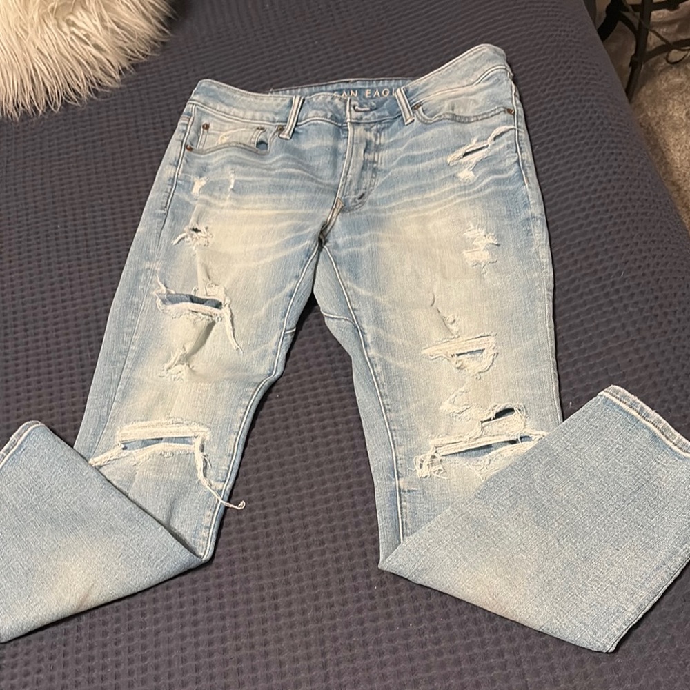 American Eagle Ripped Light Blue Jeans